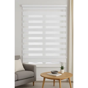 Geniş Pliseli Beyaz Zebra Stor Perde Salon İçin Şık ve Fonksiyonel 190 x 260 cm