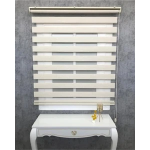 Sütlü Kahve Bambu Stor Zebra Perde Pilesiz 100 x 200 cm Salon Kullanımı İçin