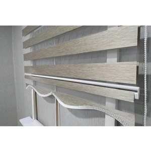 Bambu Kahverengi R-07 Zebra Perde Etek Dilimli Hediye (Alüminyum Kasa)