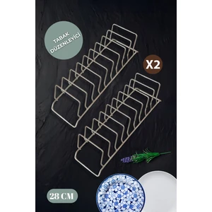 2 Adet Metal Tabak Düzenleyici 28 cm | Dolap Içi ve Tezgah Üstü Tabak Rafı