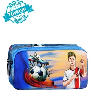Futbol Temalı 2 Cepli Kalem Kutusu ,kalemlik