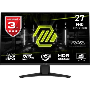 Msı 27 Mag 274F 1920X1080 (Fhd) 16:9 Flat Rapıd IPS 200HZ 0.5ms (Gtg) Adaptıve-Sync Gamıng Monıtor