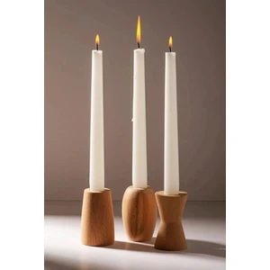 U Atölye 3’lü Kayın Ağacından El Yapımı Ahşap Mumluk Seti – Ham Yüzeyli