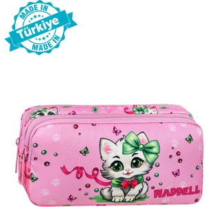 Pembe Kedi Desenli 2 Cepli Kalem Kutusu,kalemlik