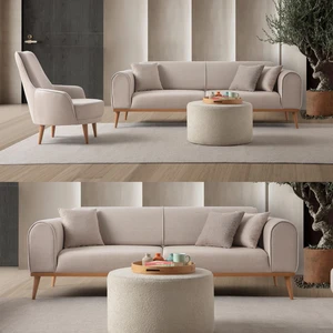 Edsy Home Rebull 3+1 Koltuk Takımı Sütlü Kahve