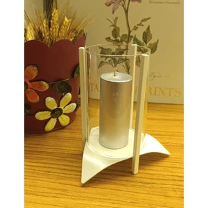 Respira Metal Dekoratif Mumluk Cam Muhafazalı Beyaz  Tealight ve Silindir Mum İçin