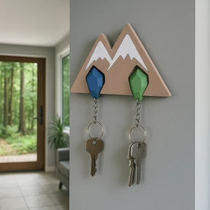 Modüler Dağcı Duvar Anahtarlık Tutucu – Tak-Çıkar Anahtarlıklı, Çift Taraflı Bantlı Montaj