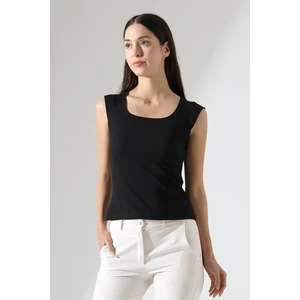 Leon U Yaka Ay Kollu Esnek Basic Kaşkorse Kadın Bluz & Tshirt & Tişört -