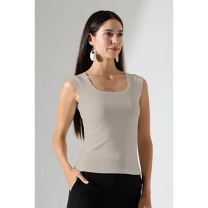 Leon U Yaka Ay Kollu Esnek Basic Kaşkorse Kadın Bluz & Tshirt & Tişört -