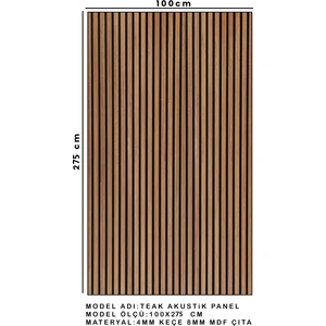Mdf Ahşap Akustik Duvar Paneli 100 x 280 cm ( Teak )