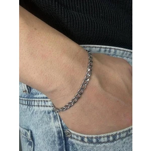 Silver Erkek Zincir Bileklik Kadın Paslanmaz Çelik Renk Atmaz Unısex Kararmaz Çelik Bileklik