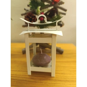 Respira Metal Dekoratif Cam Muhafazalı Askılı Fener Mumluk Beyaz Tealight Mum İçin
