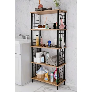 5 Raflı Çevir-Kur Raf Ünitesi | Telli Metal Gövdeli Organizer | Banyo, Mutfak, Balkon, Antre Uyumlu