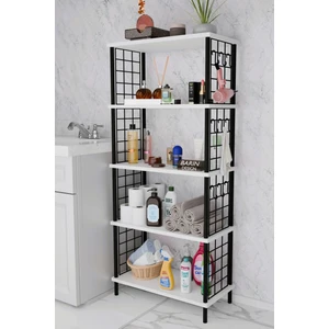 5 Raflı Çevir-Kur Raf Ünitesi | Telli Metal Gövdeli Organizer | Banyo, Mutfak, Balkon, Antre Uyumlu