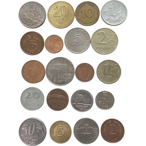 Yedi Otuz Yabancı Madeni Koleksiyon Para 20 Adet. Hatıra Para. Eski Para lot 72