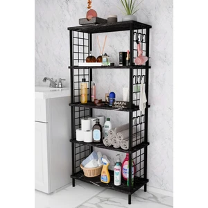 5 Raflı Çevir-Kur Raf Ünitesi | Telli Metal Gövdeli Organizer | Banyo, Mutfak, Balkon, Antre Uyumlu
