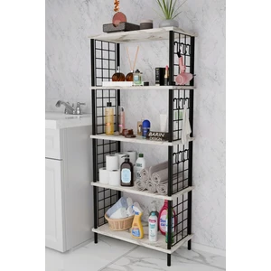 5 Raflı Çevir-Kur Raf Ünitesi | Telli Metal Gövdeli Organizer | Banyo, Mutfak, Balkon, Antre Uyumlu
