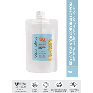 Bade Natural  Doğal 50+Spf Yüksek Korumalı Çocuk Güneş Koruyucu Losyon Refill Paket 110 ml
