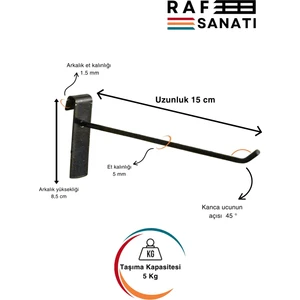 10 Adet Siyah Tel Pano Kancası 15 cm - Askı Kanca Raf Askısı Raf Aksesuar Tel Askı Çorap Kancası