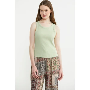 Fitilli Basic Kolsuz Tişört - Yeşil