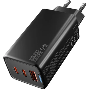 HY-XEG65 2*usb-C + Usb-A Gan Pd 65W / Qc 18W Type Gan Pd/pps Siyah Ev/notebook Şarj Adaptör