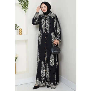 Pela Dokuma Viskon Elbise 1548 - Siyah