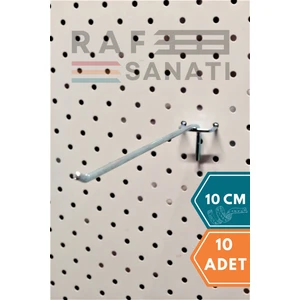10 Adet Fon Kancası Delikli Pano Kancası 10 cm - Askı Kanca Raf Askısı Raf Aksesuar Tel Askı Raf Kancası