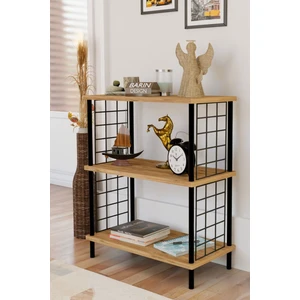 3 Katlı Çevir Kur Dekoratif Salon Rafı Tel Yan Panelli Açık Kitaplık, Biblo ve Aksesuar Düzenleyici