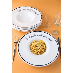 Tabak Evi Porselen Motto Makarna Tabağı Seti 6 Lı 29X5,5X4CM