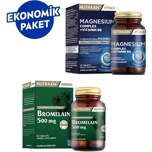 Magnesium Complex Vitamin B6 60 Tablet-Nutraxin Bromelain 500 Mg 60 Tablet