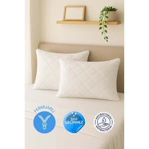 2'li Mikrofiber Kapitone Sıvı Geçirmez Yastık Alezi Fermuarlı Sıvı Geçirmez Yastık Koruyucu 50X70CM