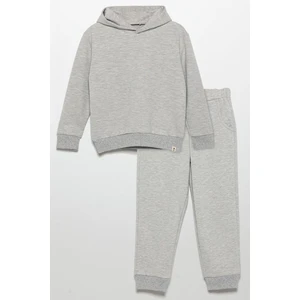 For You Kids Çizgili Kapişonlu Jogger Gri Alt Üst Takım