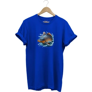 Balıkçı Fishing Sazan Avı Balıkçılığı Baskılı %100 Pamuk Regular Fit Bisiklet Yaka T-Shirt