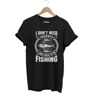 Fishing Balıkçı Balık Baskılı %100 Pamuk Regular Fit T-Shirt