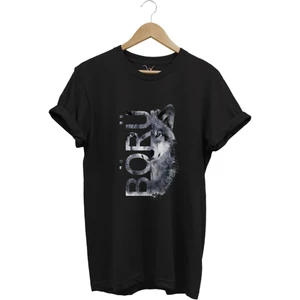 Türkiye Bozkurt Börü Yazısı ve Kurt Baskılı %100 Pamuk Regular Fit Bisiklet Yaka Premium T-Shirt
