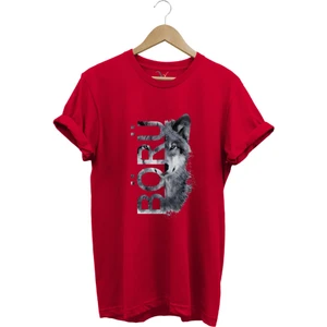 Türkiye Bozkurt Börü Yazısı ve Kurt Baskılı %100 Pamuk Regular Fit Bisiklet Yaka Premium T-Shirt