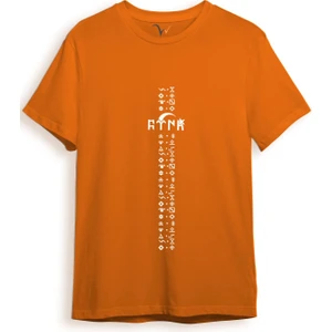 Türkiye Türk Yazısı ve Göktürk Alfabesi Sembolleri Ay Yıldız ve Hilal Baskılı Regular Fit T-Shirt