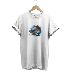 Balıkçı Fishing Sazan Avı Balıkçılığı Baskılı %100 Pamuk Regular Fit Bisiklet Yaka T-Shirt