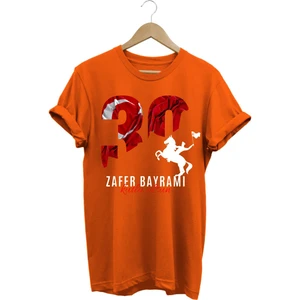 Atatürk 30 Ağustos Zafer Bayramı Bayrak Baskılı %100 Pamuk Regular Fit T-Shirt