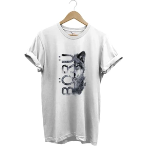 Türkiye Bozkurt Börü Yazısı ve Kurt Baskılı %100 Pamuk Regular Fit Bisiklet Yaka Premium T-Shirt
