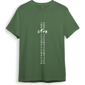 Türkiye Türk Yazısı ve Göktürk Alfabesi Sembolleri Ay Yıldız ve Hilal Baskılı Regular Fit T-Shirt