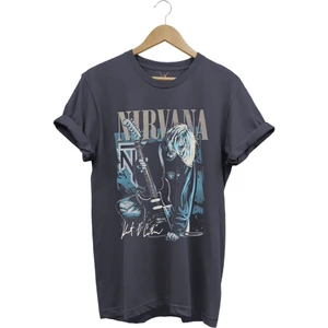 Nirvana Rock Müzik Grubu Poster Baskılı Şık %100 Pamuk Yazlık T-Shirt