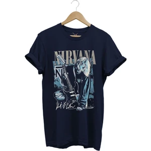 Nirvana Rock Müzik Grubu Poster Baskılı Şık %100 Pamuk Yazlık T-Shirt