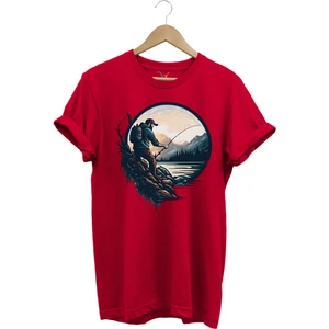 Balıkçı Özel Tasarım Olta ile Balık Tutmak ve Doğa Yazlık %100 Pamuk Tişört