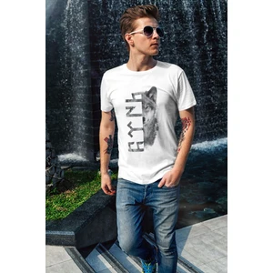 Türkiye Bozkurt Göktürkçe Türk Yazısı ve Kurt Baskılı Regular Fit %100 Pamuk T-Shirt