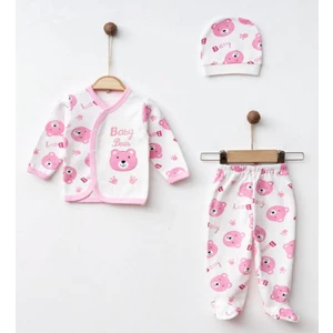 Ayıcık Nakışlı 3'lü Şapkalı Hastane Çıkışı