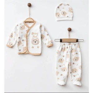 Ayıcık Nakışlı 3'lü Şapkalı Hastane Çıkışı