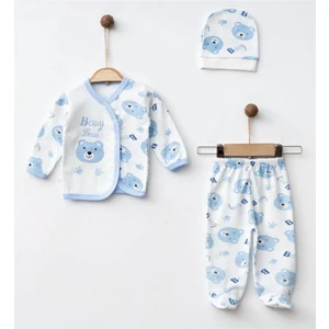 Ayıcık Nakışlı 3'lü Şapkalı Hastane Çıkışı