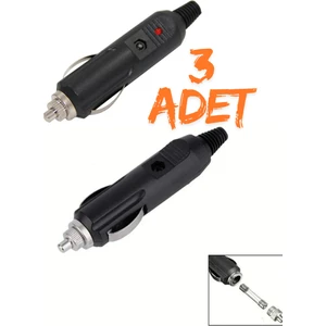 3 Adet LED Işıklı 12 Volt Sigortlalı Seyyar Motorsiklet Otomobil Araç Çakmaklık Fişi Soketi