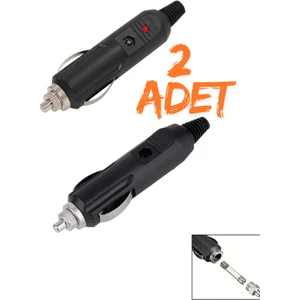 2 Adet LED Işıklı 12 Volt Sigortlalı Seyyar Motorsiklet Otomobil Araç Çakmaklık Fişi Soketi